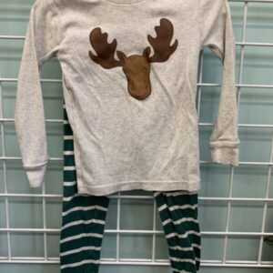Size 4T - Grey/Green Moose PJ Set