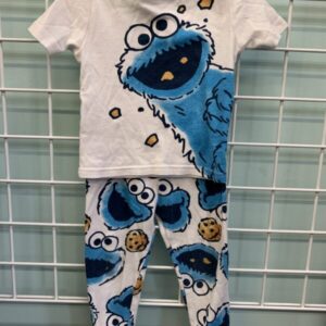 Size 4T - White/Blue Cookie Monster PJ Set