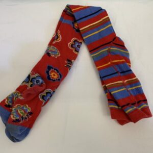 Tights: Youth, 4/5 Year, Red/Blue Stripe & Floral Vintage Hanna