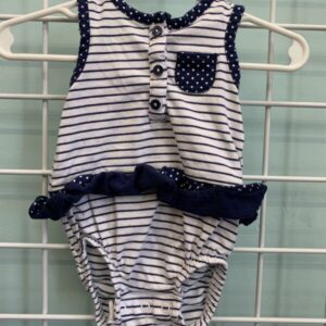 Size 03 Month - White/Blue Stripe Onesie