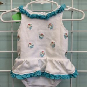 Size 03 Month - White/Blue Cupcake Onesie
