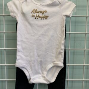 Size 09 Month - White/Black Always So Happy Set
