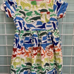 Size 5/6 - White/Rainbow Boden Dress