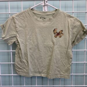 Size 7/8 - Green Butterfly Crop Shirt