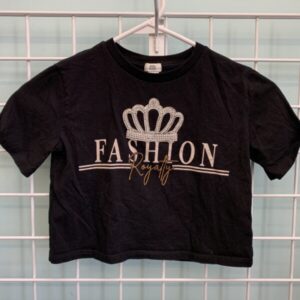 Size 7/8 - Black Fashion Royalty Crop Shirt