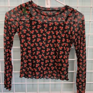 Size 8 - Black/Red Rose Shirt