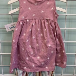 Size 12 Month - Purple/White Romper & Dress (New)