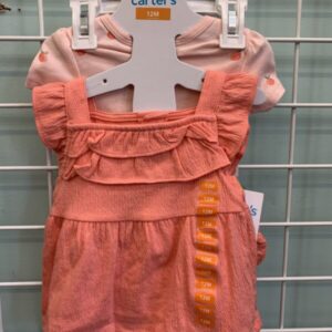 Size 12 Month - Pink Peach Onesie, Shirt & Bloomer Set (New)