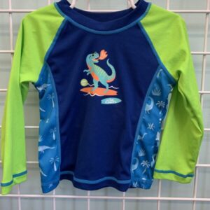 Size 2T - Blue/Green Dinosaur Rash Guard
