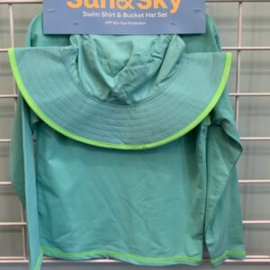 Size 5/6 - Green Rash Guard & Hat Set (New)
