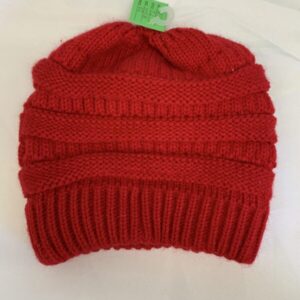 Winter Hat - Youth/Teen OSFM, Red Pony Tail/Bun Hat