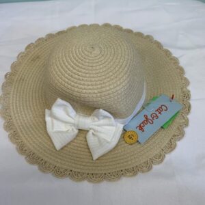 Hat - Infant - 12/24 Month, Khaki/White Straw Summer Hat (New)