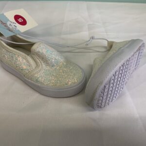Shoes - Size 05 Infant, White Sparkle Slip On (New)