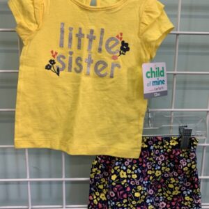 Size 12 Month - Yellow/Blue Little Sister Short Set (New)