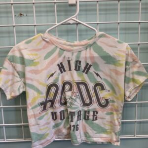Size 10/12 - White AC/DC High Voltage Crop Top