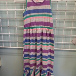 Size 7/8 - Grey/Purple Stripe Dress