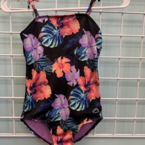 Size 10 - Black Floral Justice Swimsuit