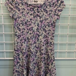 Size 10/12 - Blue/Purple Floral Ribbed Dress