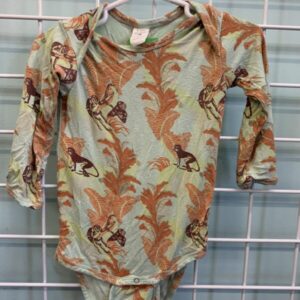 Size 12/18 Month - Green Monkey Bamboo Onesie