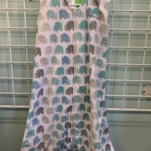 Size 12/18 Month, Large - White/Blue/Green Elephant Halo Fleece Sleep Sack