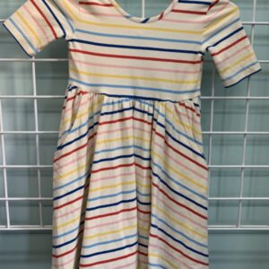 Size 5 - White/Rainbow Stripe Hanna Dress