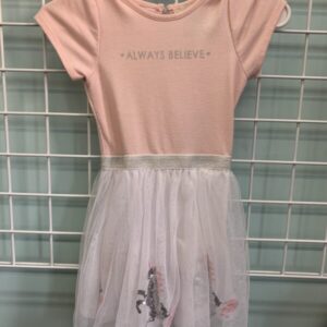 Size 6 - Pink/White Always Believe Unicorns Tutu Dress