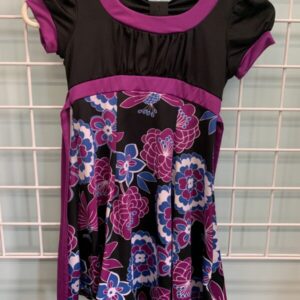 Size 6/7 - Black/Purple Floral Dress