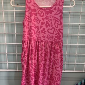 Size 10/12 - Pink Heart & Flower Dress