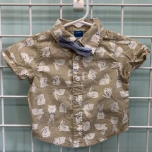 Size 00/03 Month - Brown/White Bunny Shirt