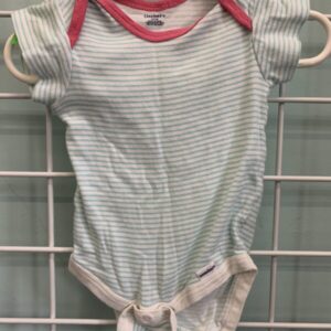 Size 06/09 Month - Blue/Pink/White Stripe Onesie