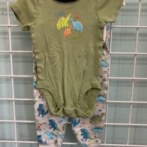 Size 09/12 Month - Green/Grey Love My Family Dinosaur Set