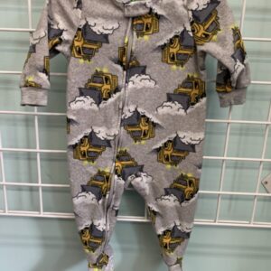 Size 12 Month - Grey/Yellow Construction Fleece Sleeper