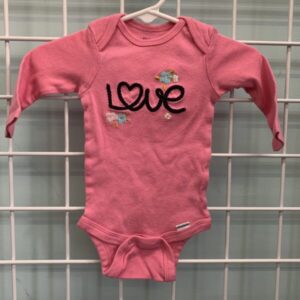 Size 00/03 Month - Pink Love Onesie