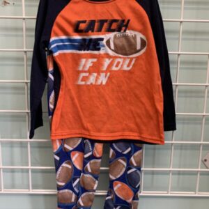 Size 3T - Blue/Orange Football PJ Set