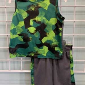 Size 3T - Green/Black/Grey Short Set