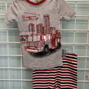 Size 4T - Grey/Red Firetruck PJ Set