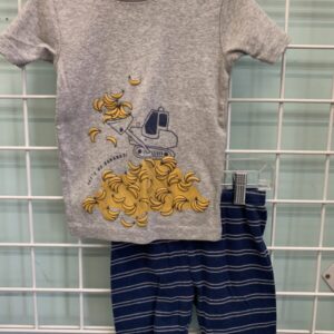 Size 4T - Grey/Blue Banana Construction PJ Set