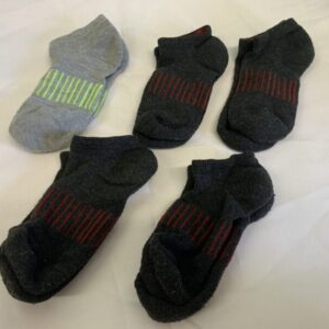 Socks - Preschool 4/6, Black/Grey Ankle - 5 Pair