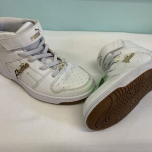 Shoes - Size 02.5 Youth, White/Gold Puma