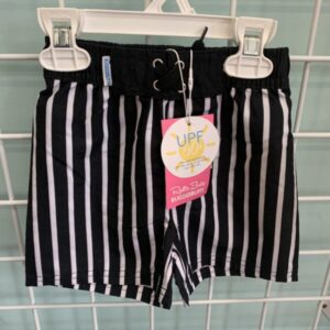 Size 18/24 Month - Black/White Stripe Rugged Butt Swim Trunk (New)