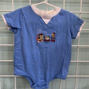 Size 06/09 Month - Blue Train Onesie