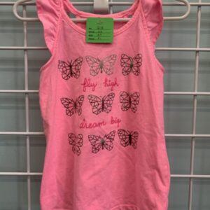 Size 2T - Pink Butterfly Tank Top