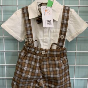 Size 2T - Brown Plaid Short Set (New)