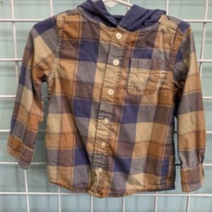 Size 2T - Brown/Blue Plaid Shirt