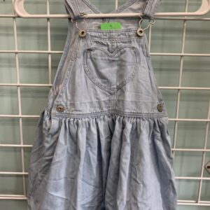 Size 4T - Blue Jean Heart Bib Overall Dress