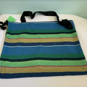 Bag: Woven Canvas Side Cinch Sack - Blue/Green