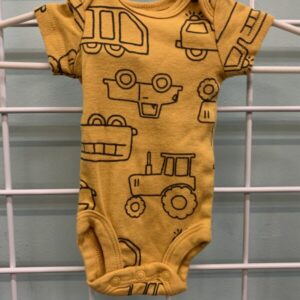Size 00 Preemie - Yellow Vehicles Preemie Onesie