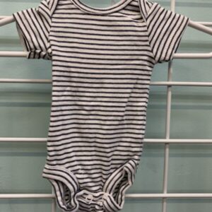 Size 00 Preemie - White/Grey Stripe Preemie Onesie