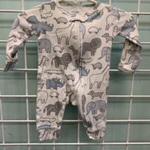 Size 00 Newborn - White Animal Romper