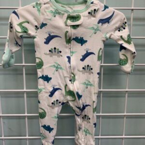 Size 00 Newborn - White Dinosaur Sleeper